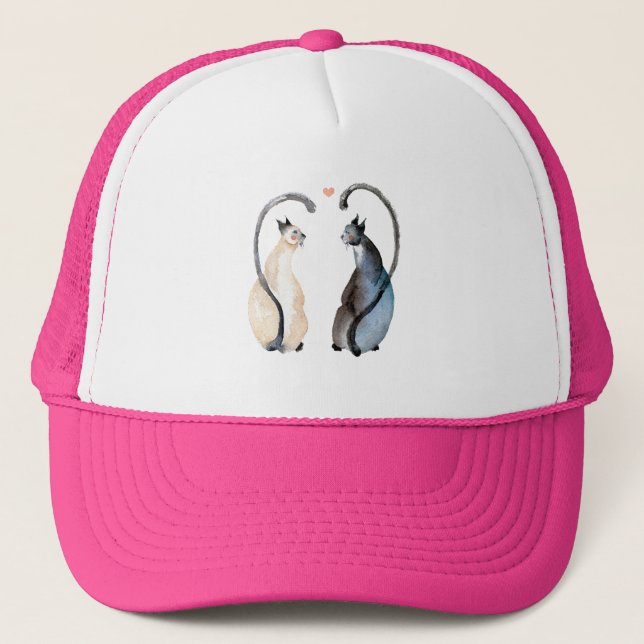 Two Cats in Love Trucker Hat (Front)