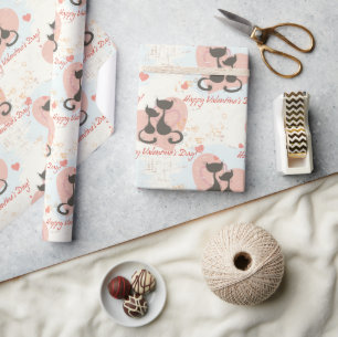 Two Cats in Love Valentine's Day Wrapping Paper