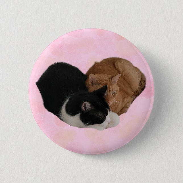 Two Cats Making Heart Button (Front)