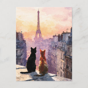 Two Cats On A Paris Rooftop Postcard