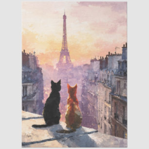 Two Cats On A Paris Rooftop Tissue Paper