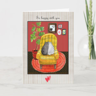 Two Cats Snuggling Cat Lover Anniversary Card