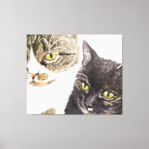 Two cats - tabby and tortie canvas print