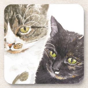 Two cats - tabby and tortie coaster