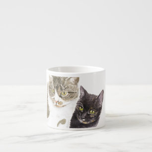 Two cats - tabby and tortie espresso cup