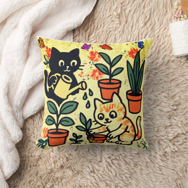 Two cats throw pillow (Blanket)