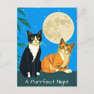 Two Cats Under the Full Moon Postcard