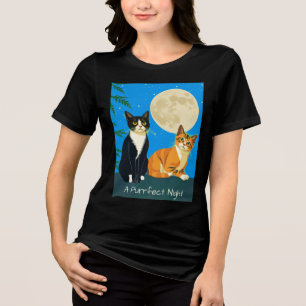 Two Cats Under the Full Moon Tri-Blend Shirt