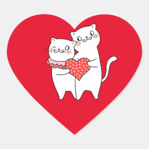 Two cats with a red heart heart sticker