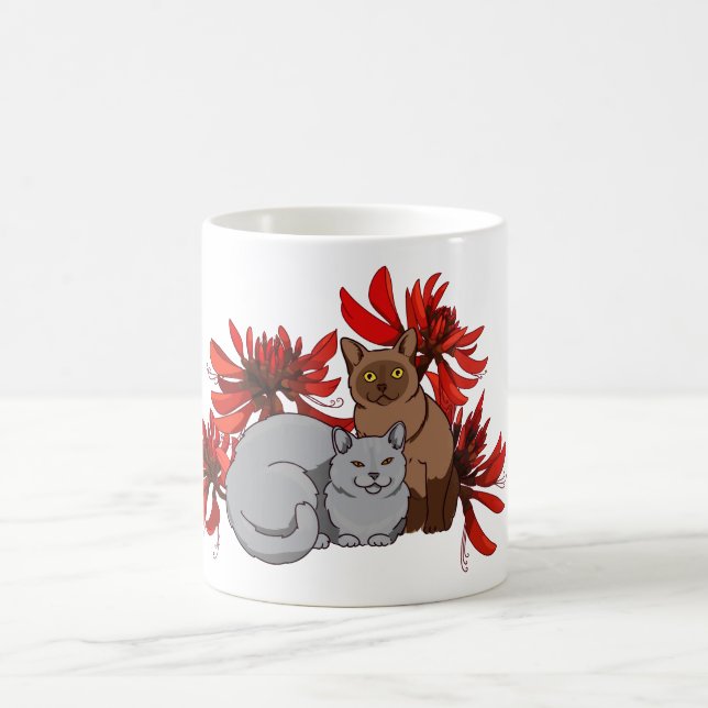 Two cats with Australian coral tree Coffee Mug (Center)
