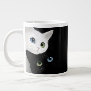 Two Cats with Mismatched Eyes – Yin Yang Cat Art Large Coffee Mug