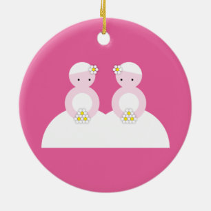 Two caucasian brides ceramic ornament