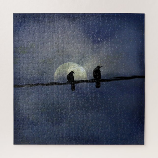 Two Celestial Crows On A Wire Jigsaw Puzzle (Vertical)