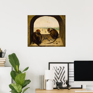 Two Chained Monkeys by Pieter Bruegel the Elder Poster