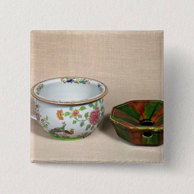 Two chamber pots 2 inch square button (Front)