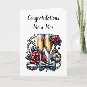 Two Champagne Glasses, Wedding  Card