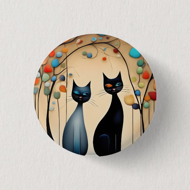  Two Charming Cats 1 Inch Round Button (Front)