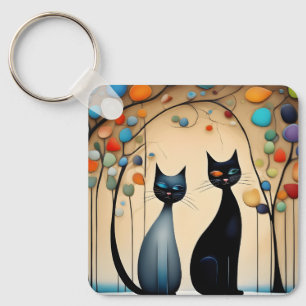 Two Charming Cats Keychain