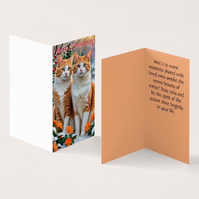 Two cheerful cats Christmas card (Inside and Outside)