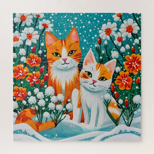 Two cheerful cats jigsaw puzzle (Vertical)