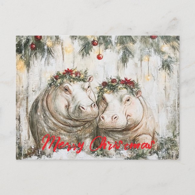  Two Cheerful Hippos Postcard (Front)