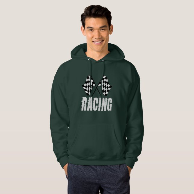 Two chequered racing flags for the competition 7 hoodie (Front Full)