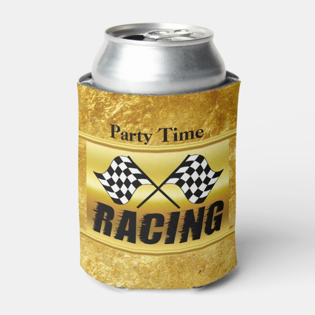 Two chequered racing flags for the competition win can cooler (Can Front)