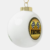 Two chequered racing flags for the competition win ceramic ball christmas ornament (Left)