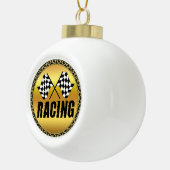 Two chequered racing flags for the competition win ceramic ball christmas ornament (Right)