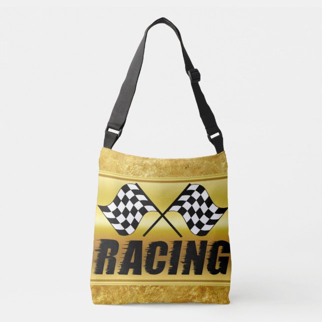 Two chequered racing flags for the competition win crossbody bag (Front)