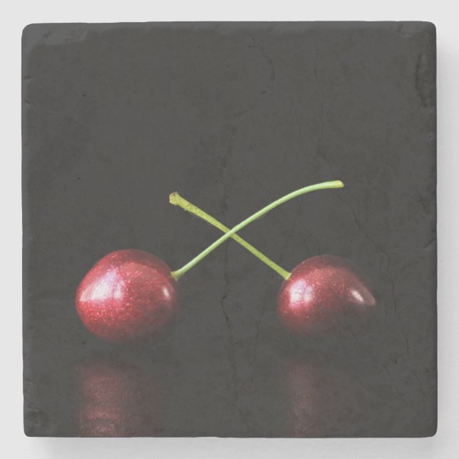Two Cherries coastercnm Stone Coaster (Front)