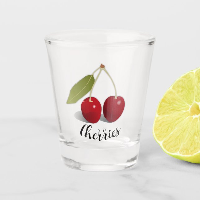 Two Cherries Design Shot Glass (Front)