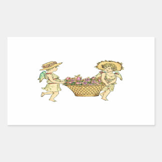 Two Cherubs Carrying Flowers Sticker