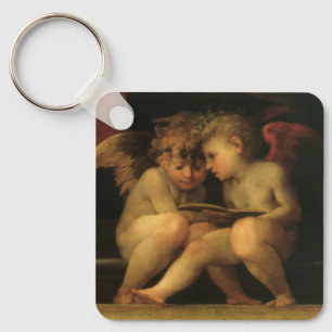 Two Cherubs Reading by Rosso Fiorentino, Angels Keychain