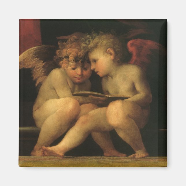 Two Cherubs Reading by Rosso Fiorentino, Angels Magnet (Front)