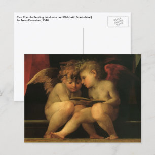 Two Cherubs Reading by Rosso Fiorentino, Angels Postcard