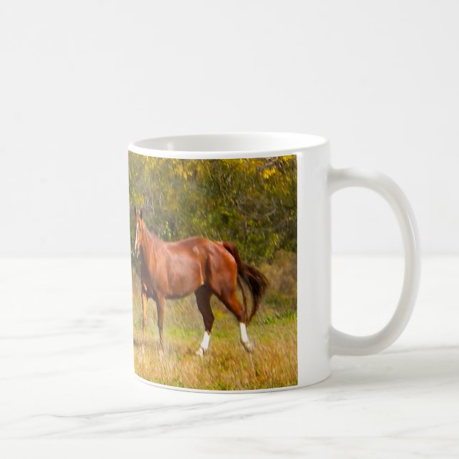 Two Chestnut Horses in Fall Coffee Mug (Right)