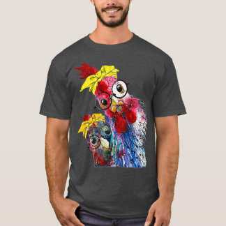 two Chicken with bandana headband and glasses T-Shirt