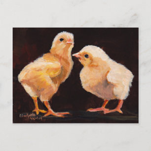 Two Chicks Bird Art Postcard