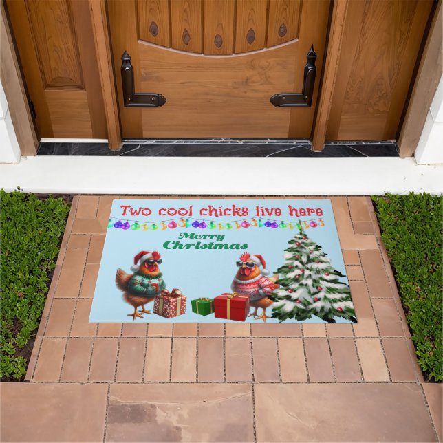 Two Chicks Christmas Doormat (Outdoor)
