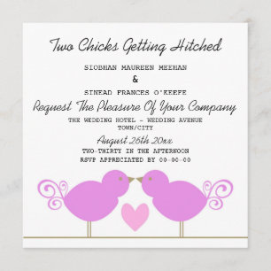 Two Chicks Getting Hitched Lesbian Wedding Invitation