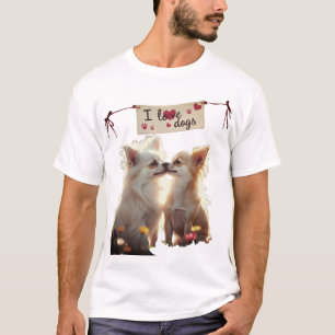 Two Chihuahua Dogs in a Colourful Flower Garden T-Shirt