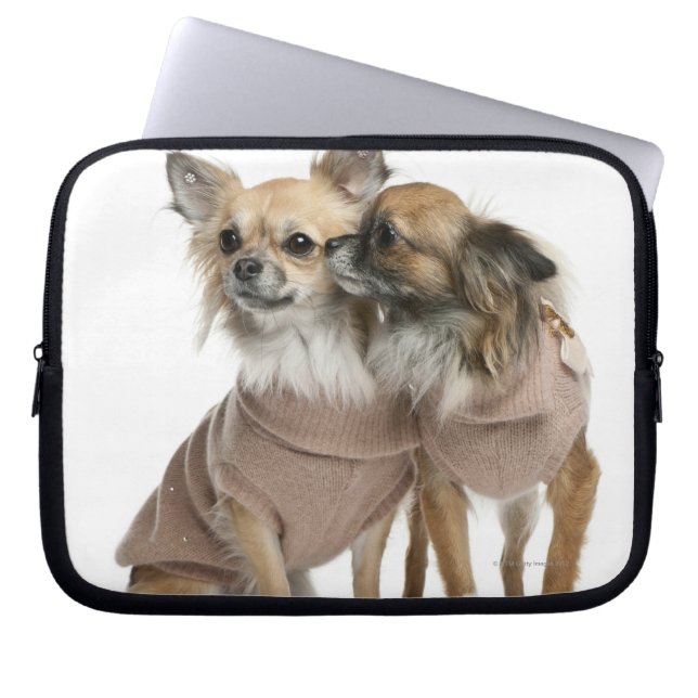 Two Chihuahuas dressed (2 years old) Laptop Sleeve (Front)