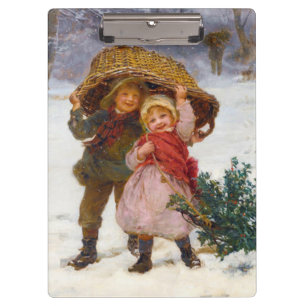 Two children in the snow by Frederick Morgan Clipboard