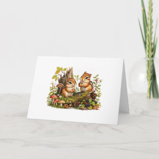 Two Chipmunks with Acorns Card