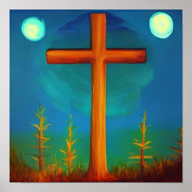 Two Choices Cross in a Garden at Night Poster (Front)