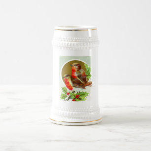 Two Christmas robins Beer Stein