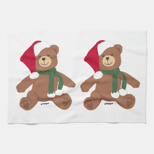 Two Christmas Teddy Bears Kitchen Towel