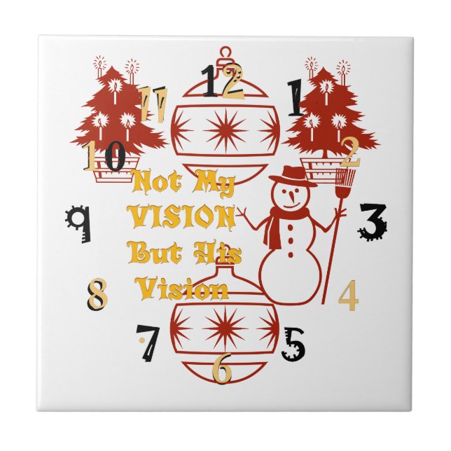 Two Christmas Tree lights Snowman Vision Tile (Front)