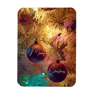 Two Christmas Tree Ornaments Flexible Photo Magnet